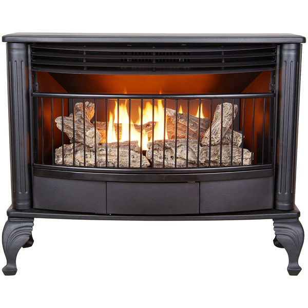 Procom Heating Procom Ventless Dual Fuel Gas Stove - 25,000 Btu, Remote Control Bl QNSD250RT